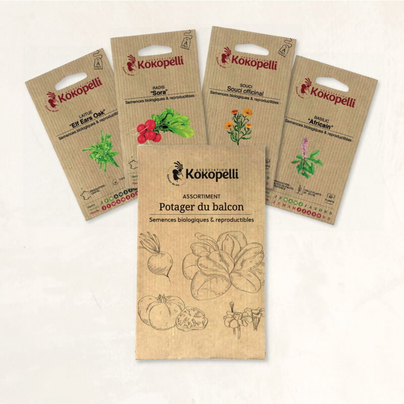 Assortiments Fertiles - Potager du balcon - 4 sachets de graines bio à semer