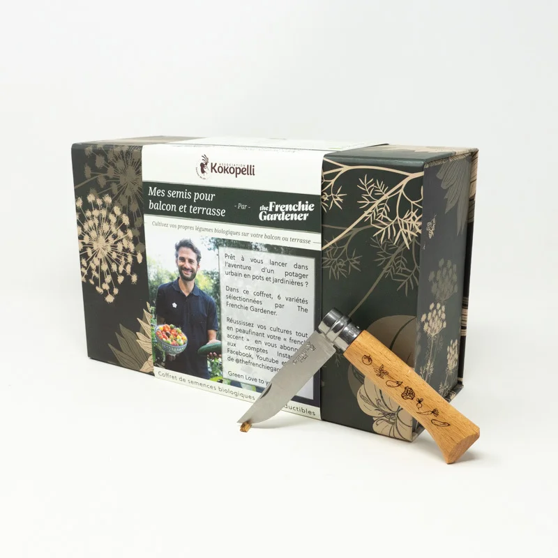 Box & coffrets de graines - Coffret de graines - Je crée un potager urbain The Frenchie Gardener + Couteau de poche N°08 Opinel Green Love