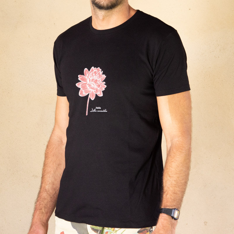 T-Shirts adultes - T-shirt mixte noir Monochrome Dahlia noir, taille S
