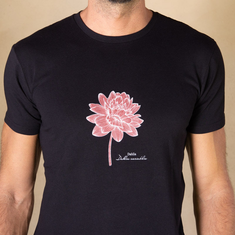 T-Shirts adultes - T-shirt mixte noir Monochrome Dahlia noir, taille S