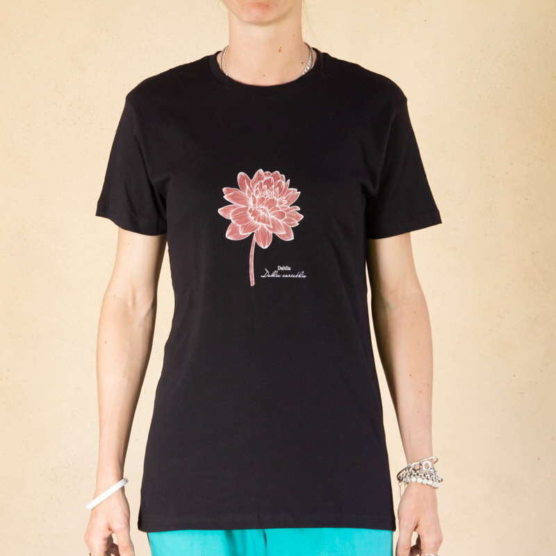 T-Shirts adultes - T-shirt mixte noir Monochrome Dahlia noir, taille XL
