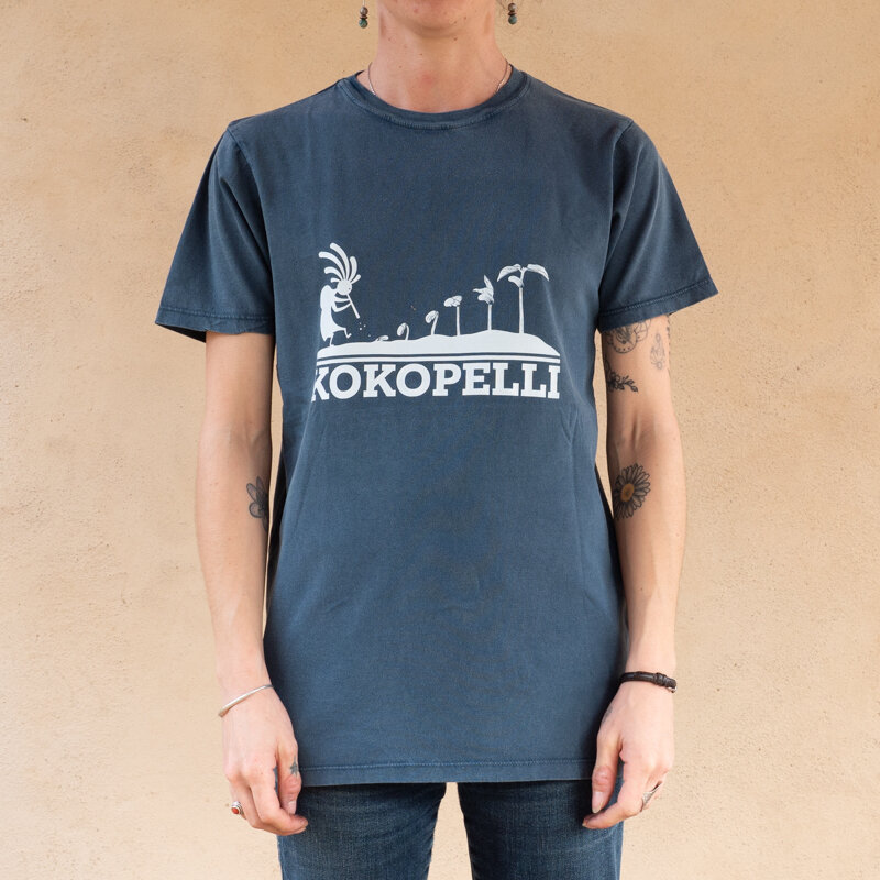 T-Shirts adultes - T-shirt Kokopelli mixte stone wash bleu jean stone wash bleu jean, taille XL