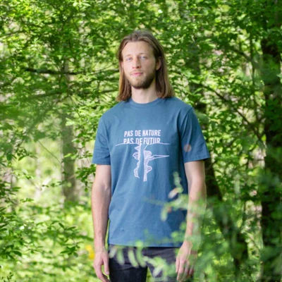 T-Shirt Militant mixte « Pas de nature » bleu pétrole