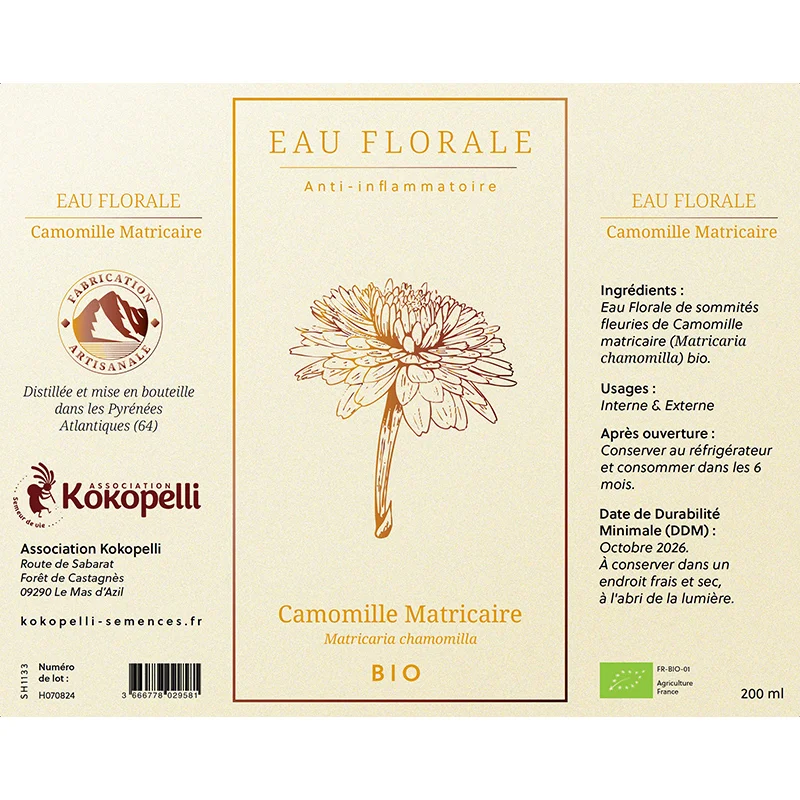Body care - Organic Chamomile Matricaria floral water - 200 ml