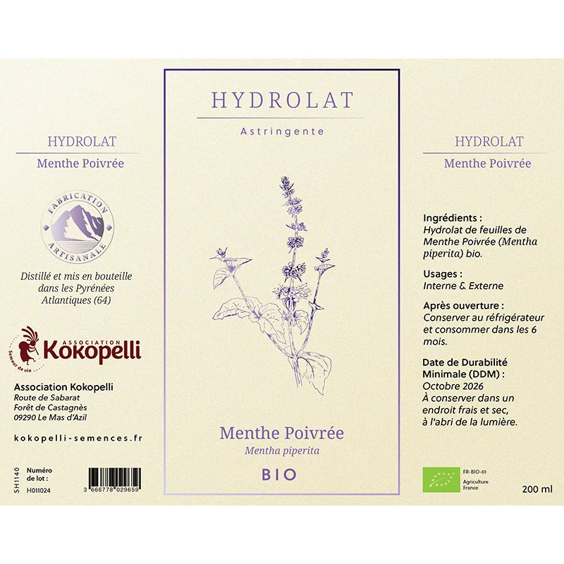 Soins pour le corps - Hydrolat de Menthe poivrée bio - 200 ml