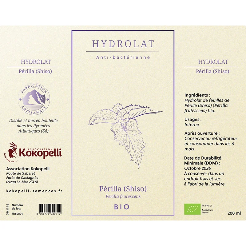 Soins pour le corps - Hydrolat de Périlla (Shiso) - 200 ml