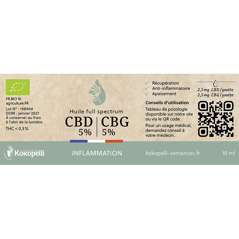 Huiles de CBD & CBG - Huile CBD 5% X CBG 5% bio 10 ml