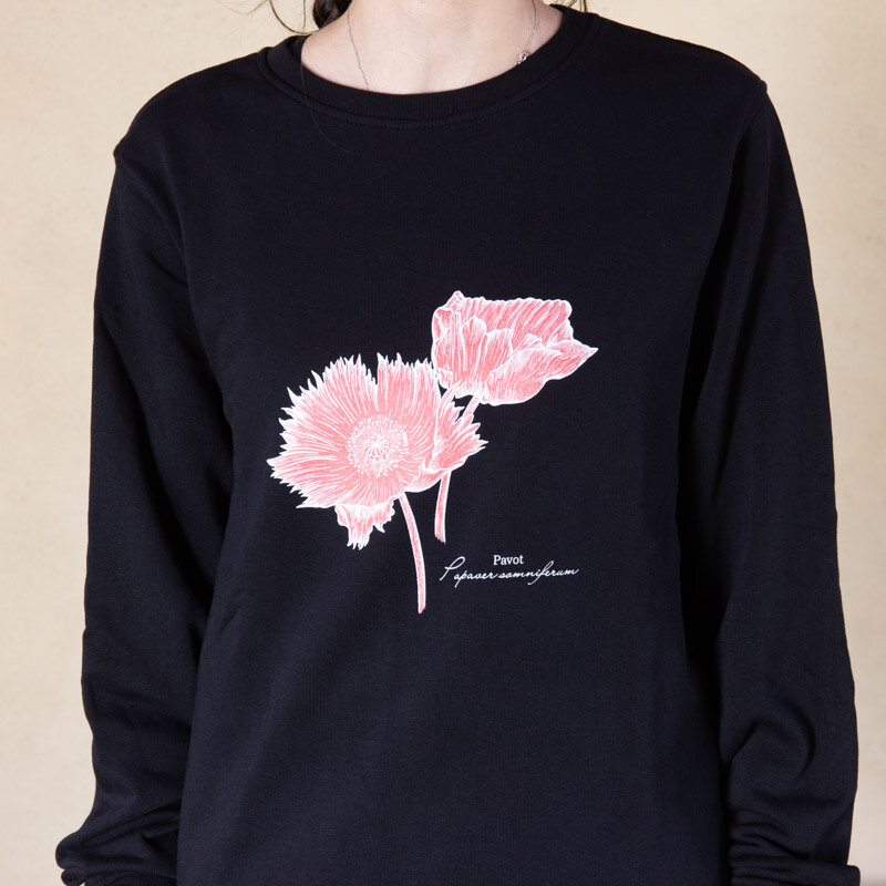 Sweats adultes - Sweat mixte noir Monochrome Pavot noir, taille S