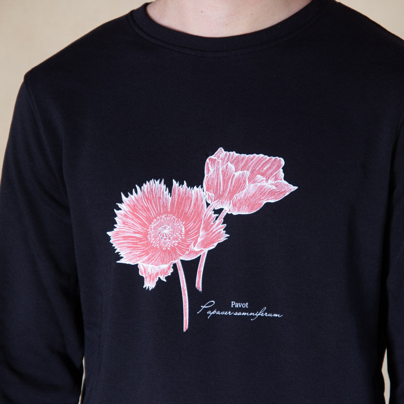 Sweats adultes - Sweat mixte noir Monochrome Pavot noir, taille XXL